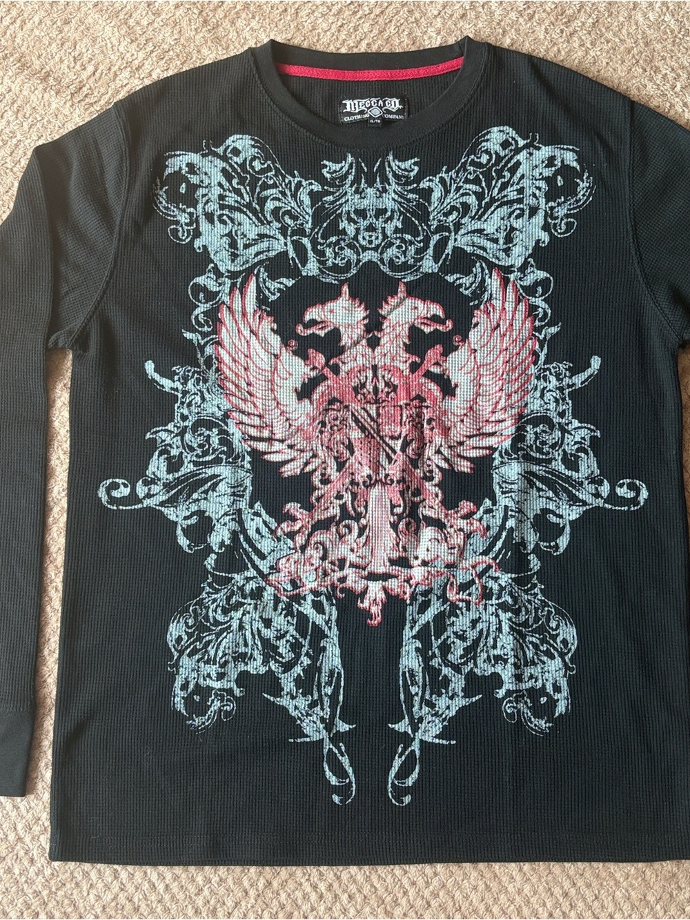 Vintage Mecca USA Y2K Gothic Eagle Thermal Shirt XL